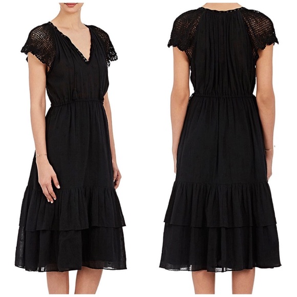 Ulla Johnson Dresses & Skirts - Ulla Johnson Black Crochet Tassel Midi Dress